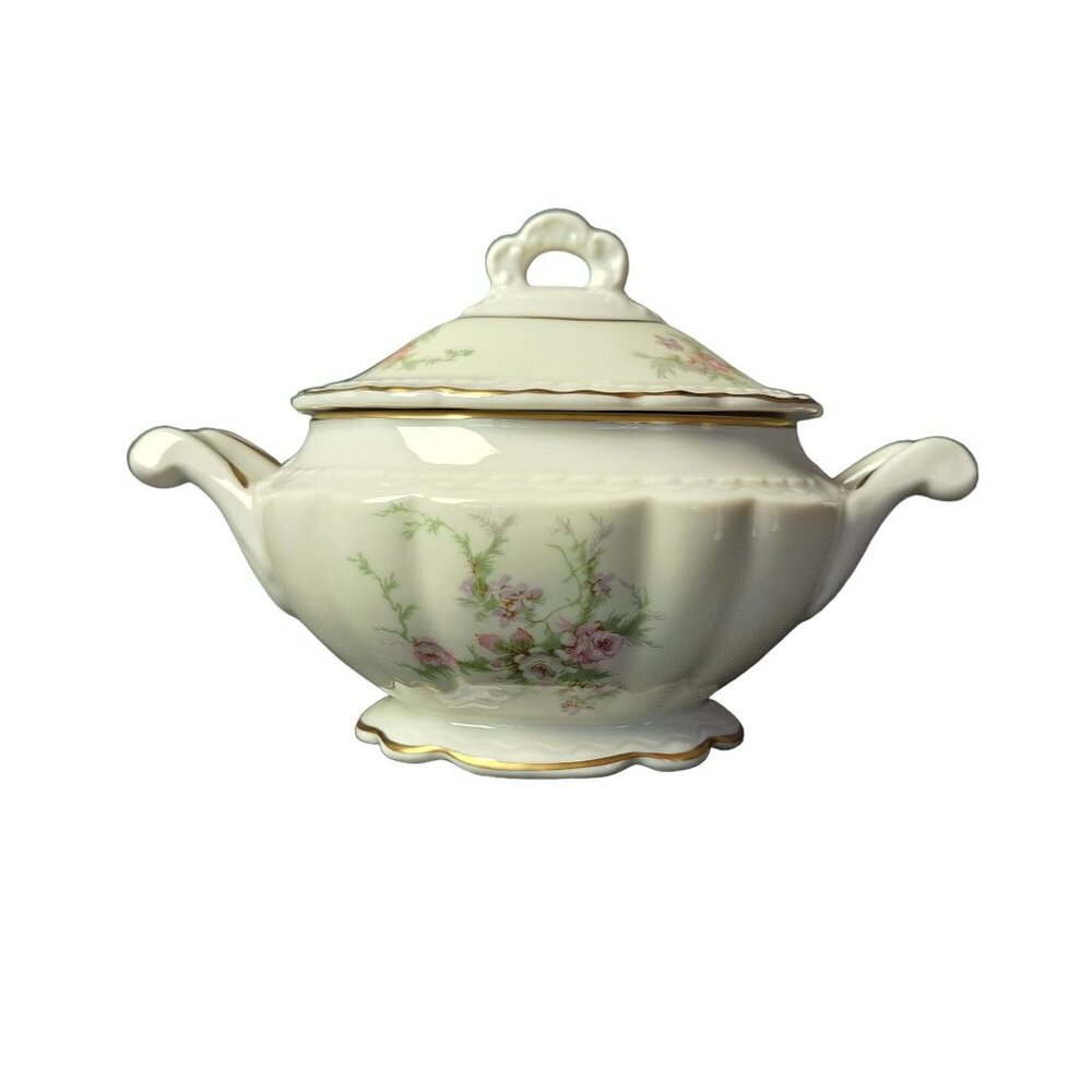 Arcadian Porcelain Fine China Old Rose Sugar Bowl Lidded Floral